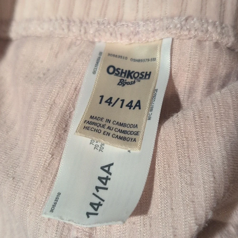 OshKosh B'gosh Girls Ribbed Velour Pants in Light‎ Pink Size 14 Flare